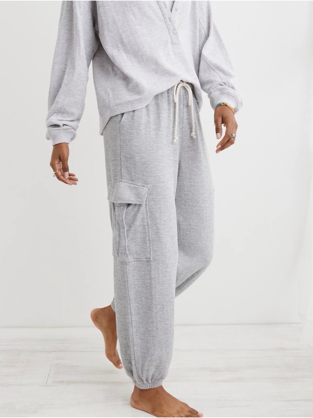 aerie OFFLINE Heather Grey Baggy Lightweight Cargo Jogger